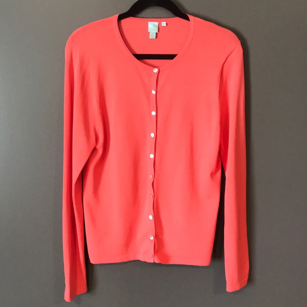 Shu Shu Peach Button Up Viscose/Nylon Cardigan